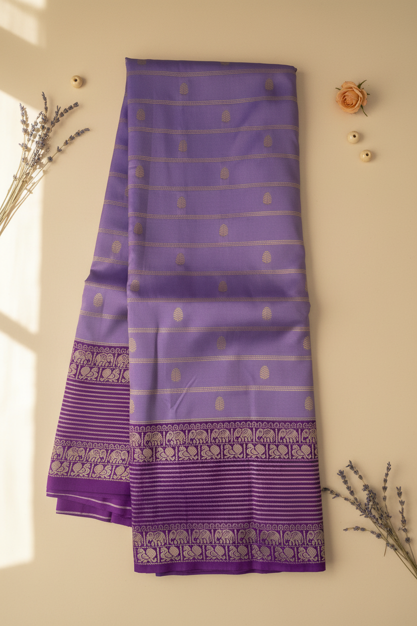 Lavender and Purple Soft Silk Saree