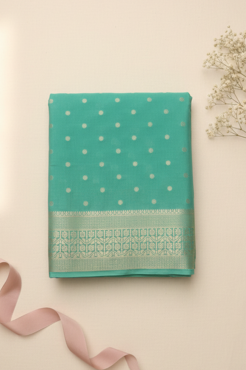 Sea green Mysore Silk Saree