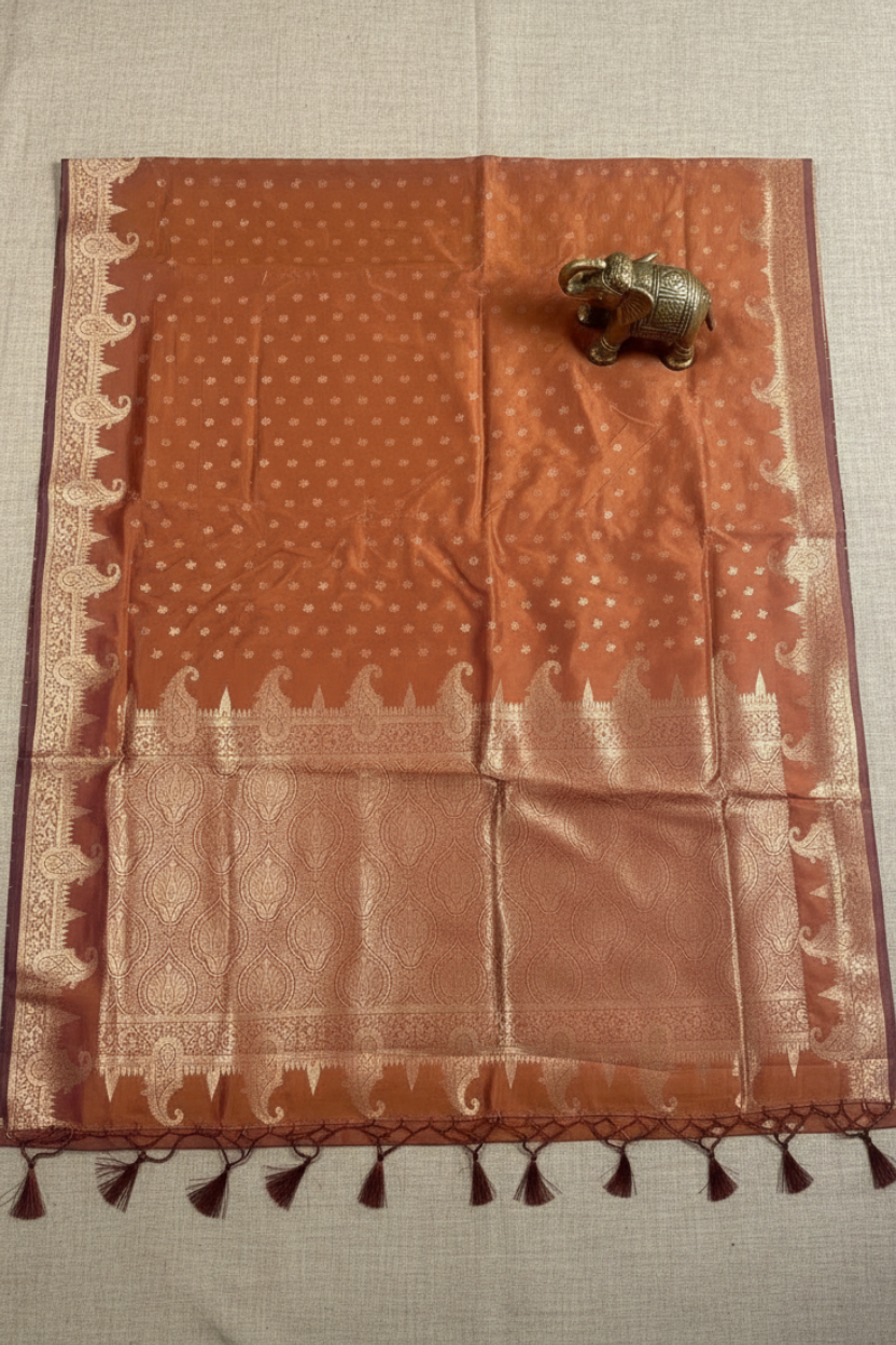 Copper-brown Banarasi Silk Saree