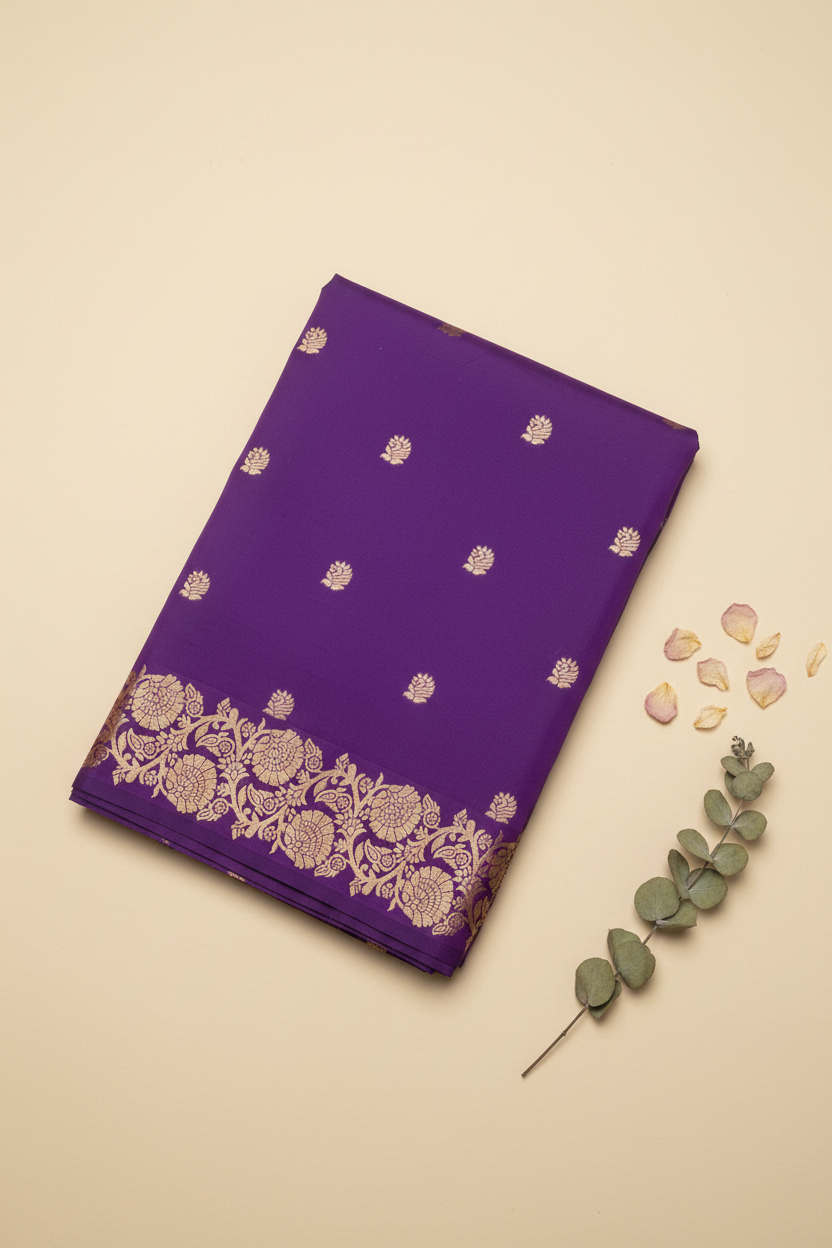 Purple Banarasi Silk Saree