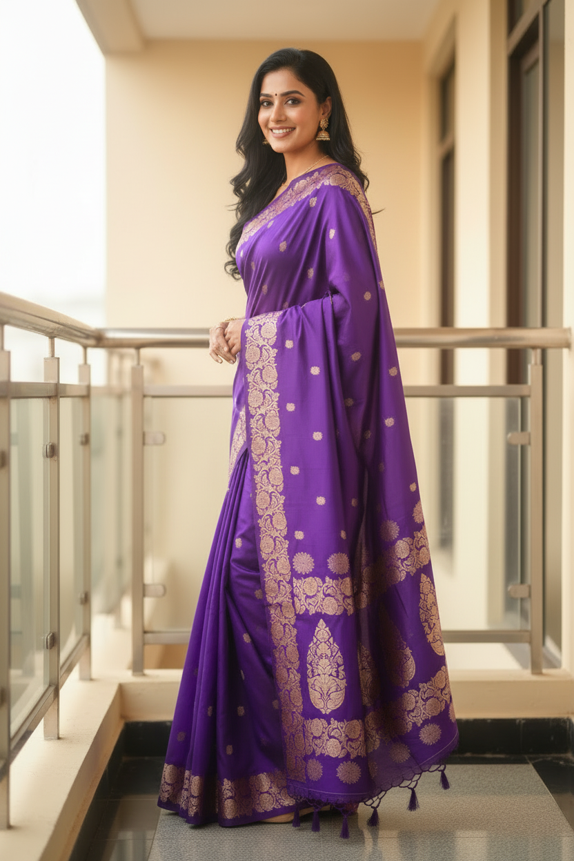 Purple Banarasi Silk Saree