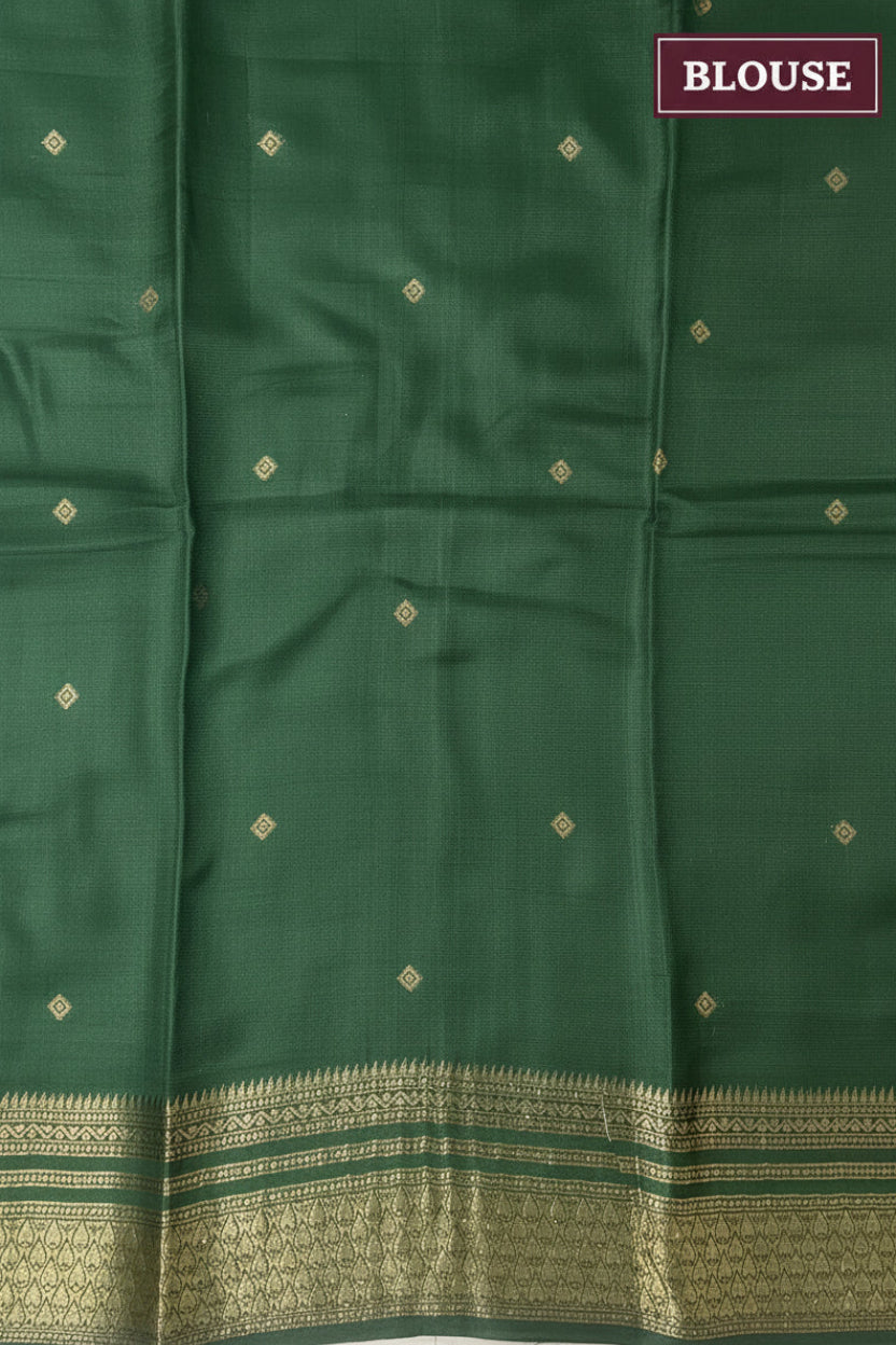 Golden-yellow and Green Soft Silk Saree