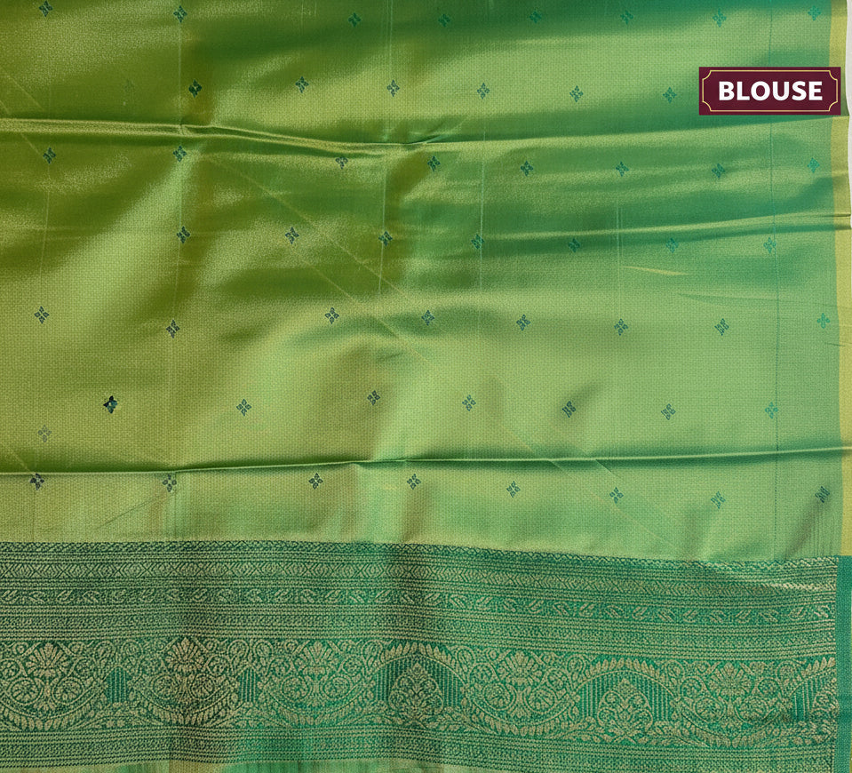 Yellow and Green Kanjivaram Soft Silk Saree