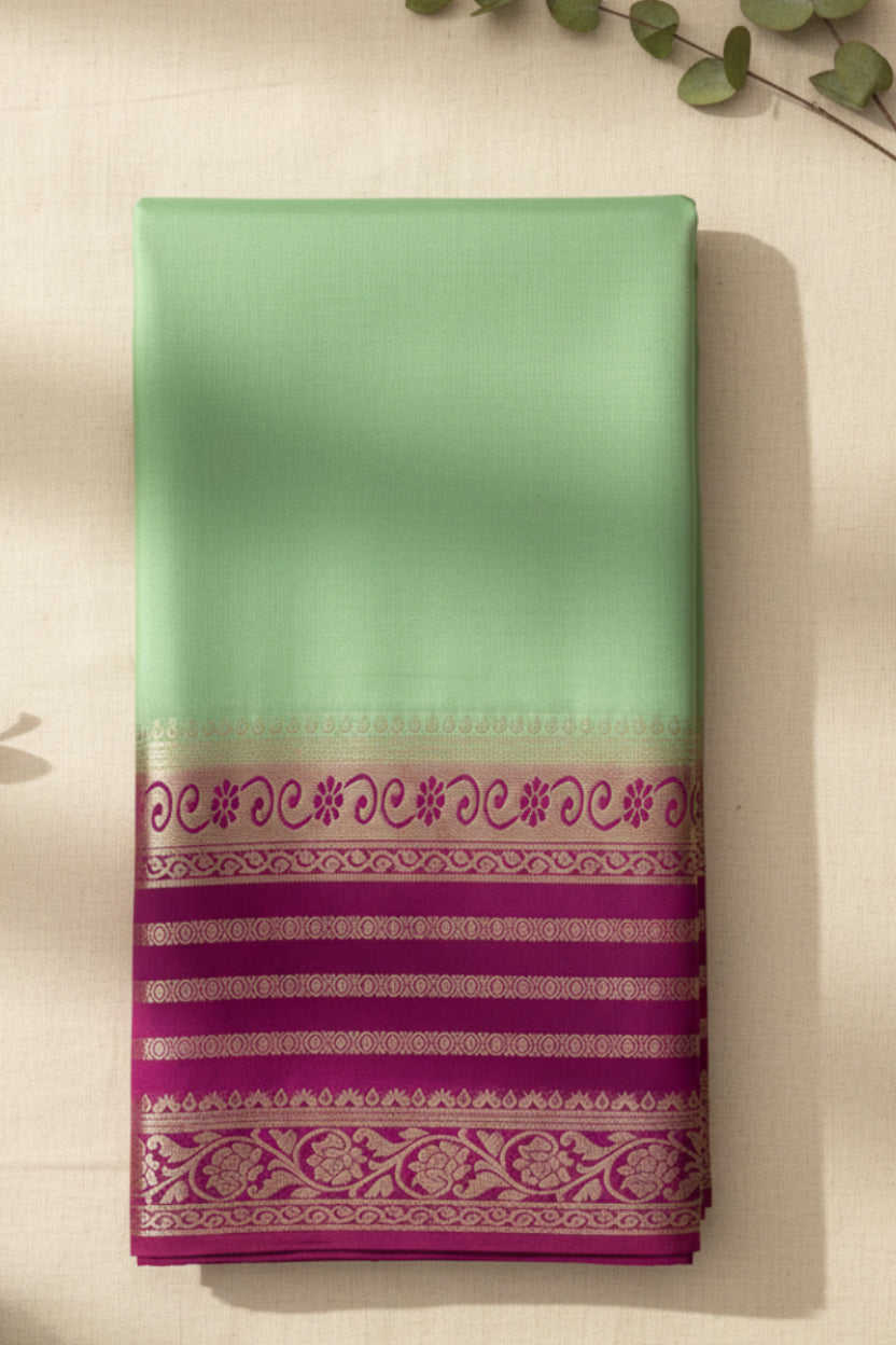 Sage Green Mysore Crape Silk Saree