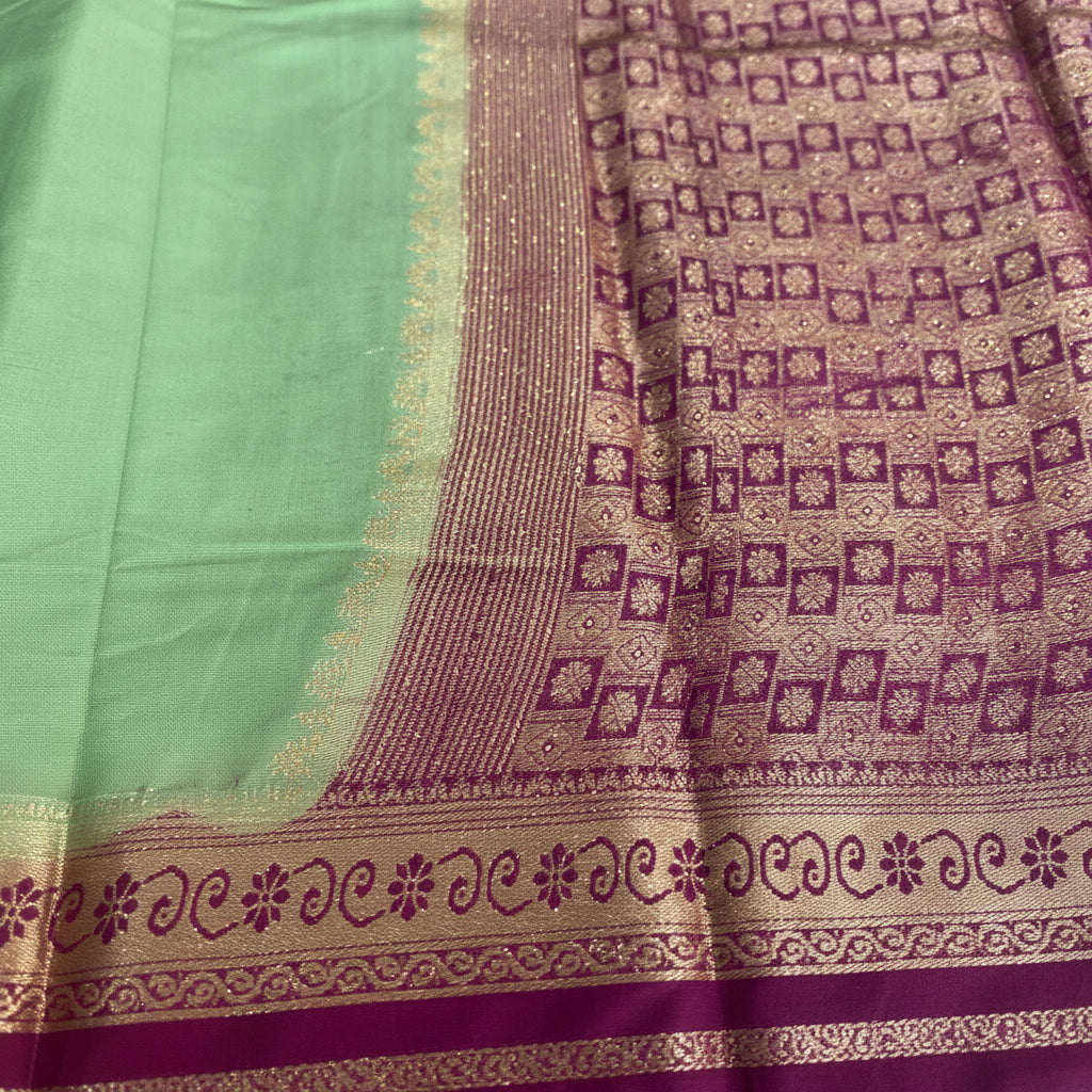 Sage Green Mysore Crape Silk Saree
