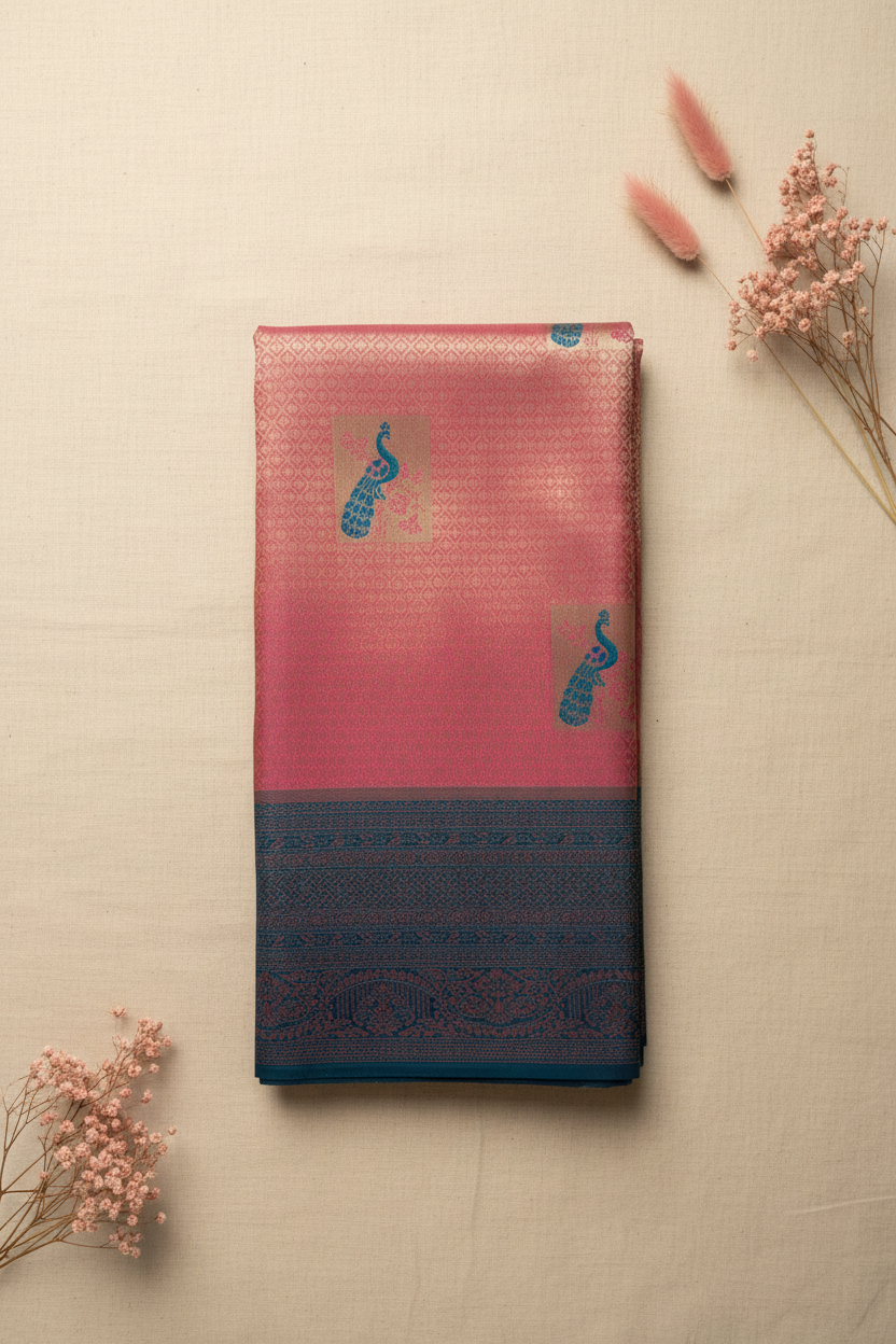 Pink Kanjivaram Soft Silk Saree