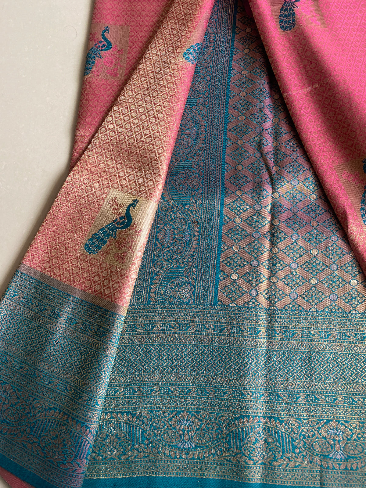 Pink Kanjivaram Soft Silk Saree