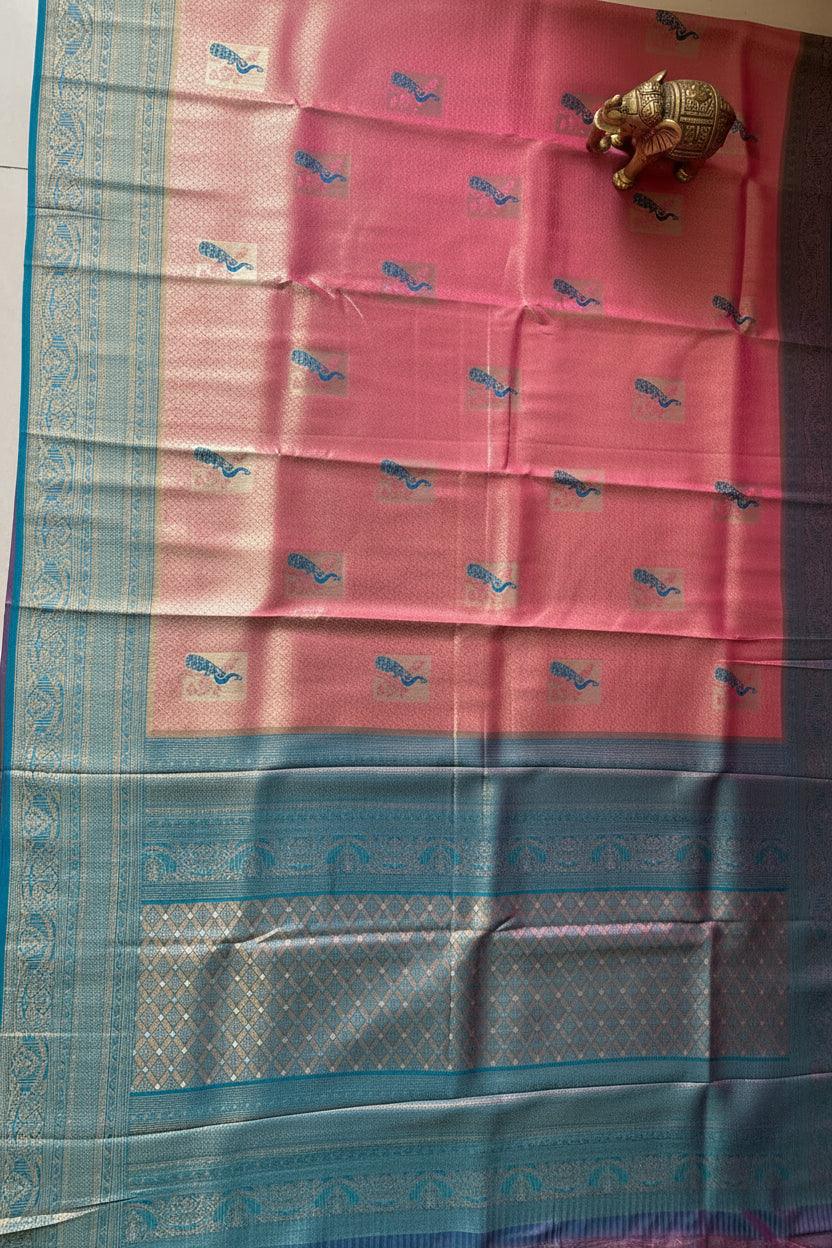 Pink Kanjivaram Soft Silk Saree