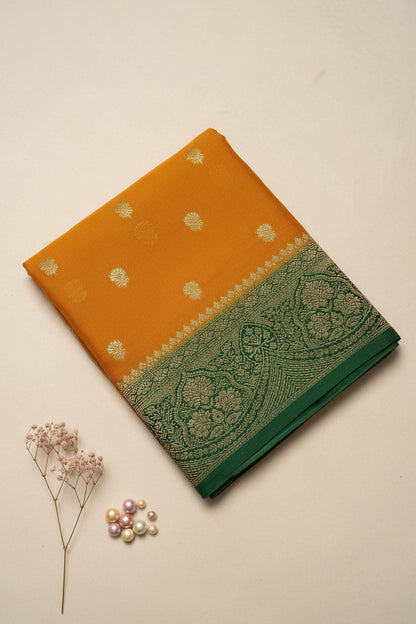 Yellow and Green Georgette Saree