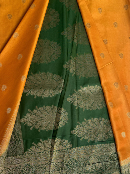 Yellow and Green Georgette Saree
