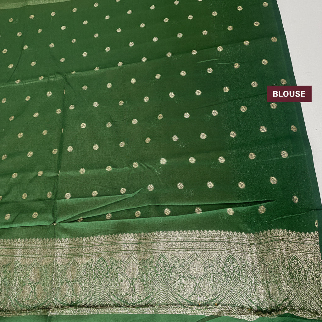 Yellow and Green Georgette Saree