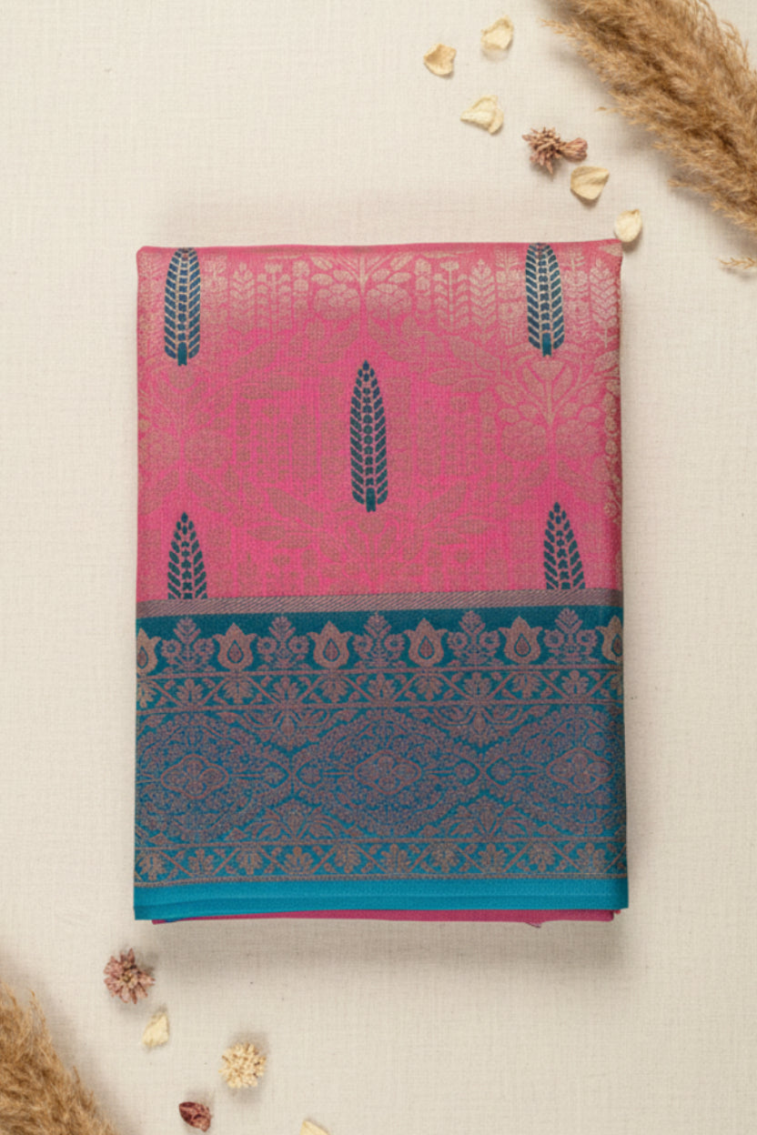 Pink Kanjivaram Soft Silk Saree