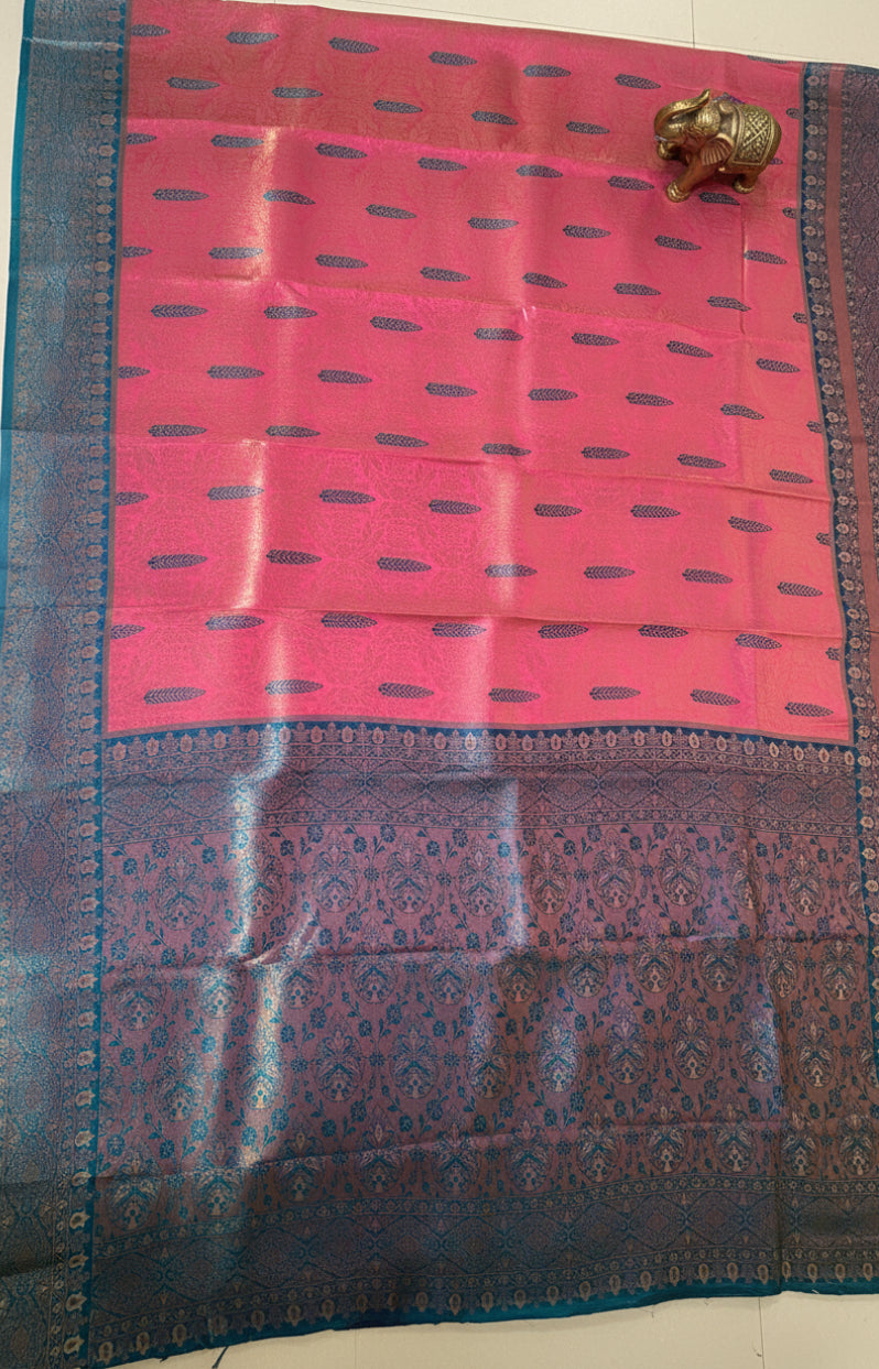Pink Kanjivaram Soft Silk Saree