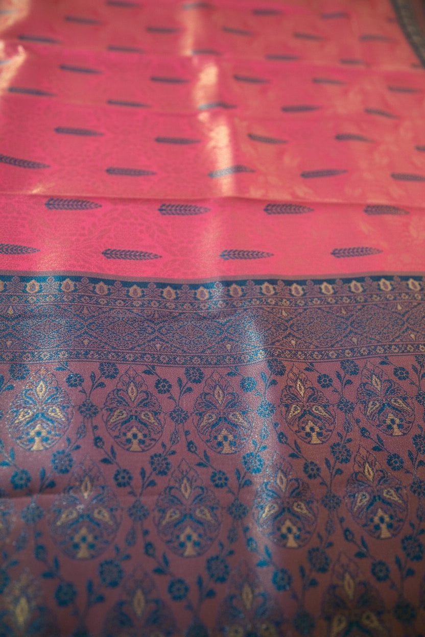 Pink Kanjivaram Soft Silk Saree