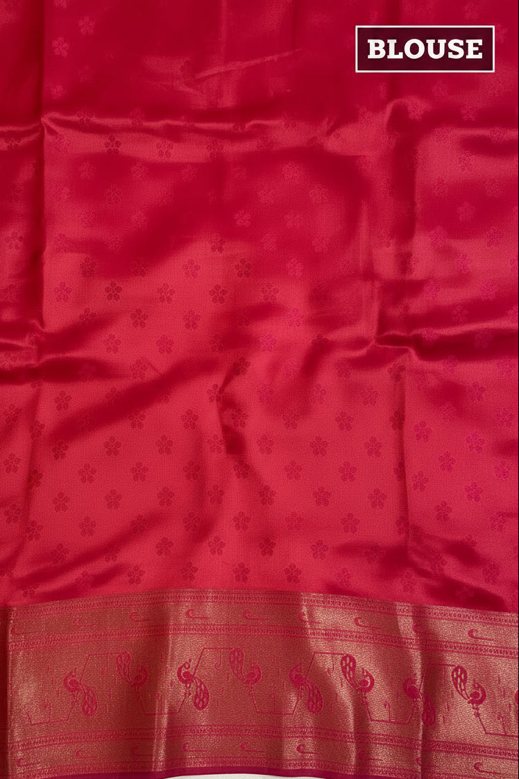 Orange & Pink Kanjivaram Soft Silk Saree