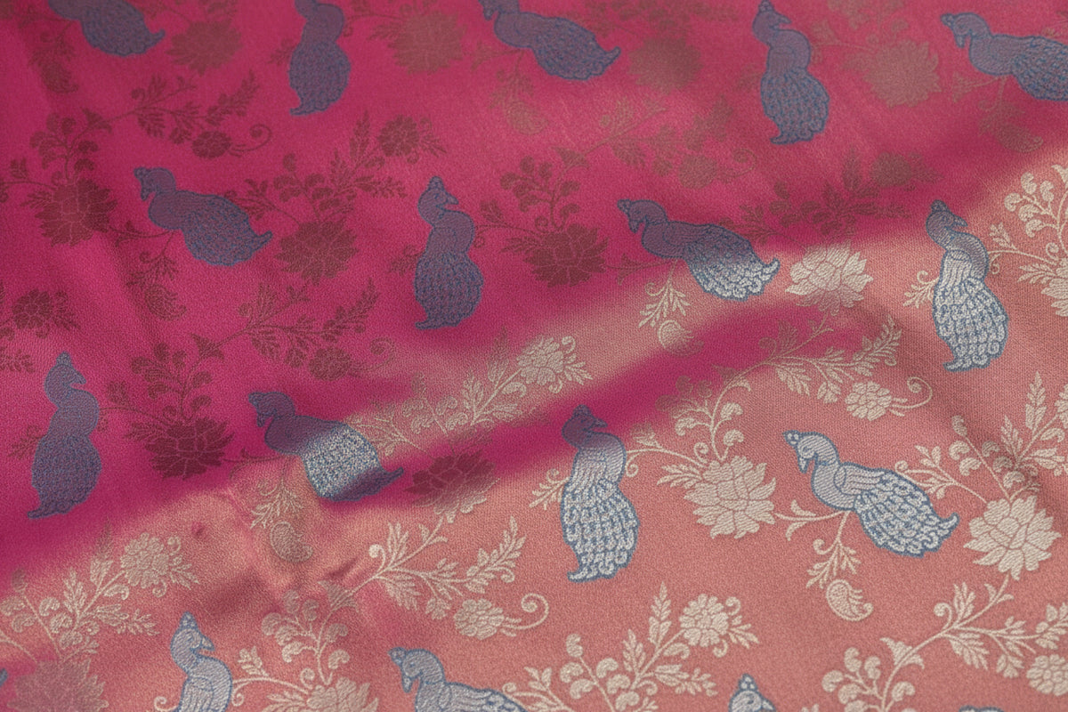 Dusty Rose & Teal Kanjivaram Soft Silk Saree