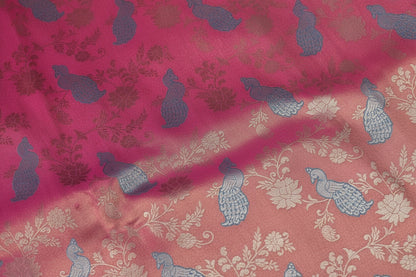 Dusty Rose & Teal Kanjivaram Soft Silk Saree