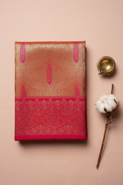 Orange & Pink Kanjivaram Soft Silk Saree