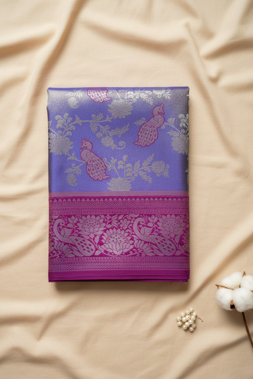Purple & Magenta Kanjivaram Soft Silk Saree