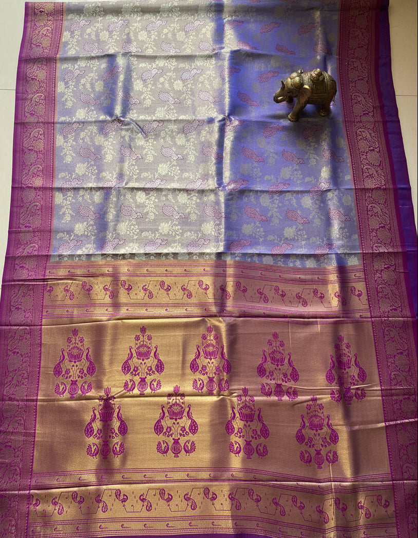Purple & Magenta Kanjivaram Soft Silk Saree
