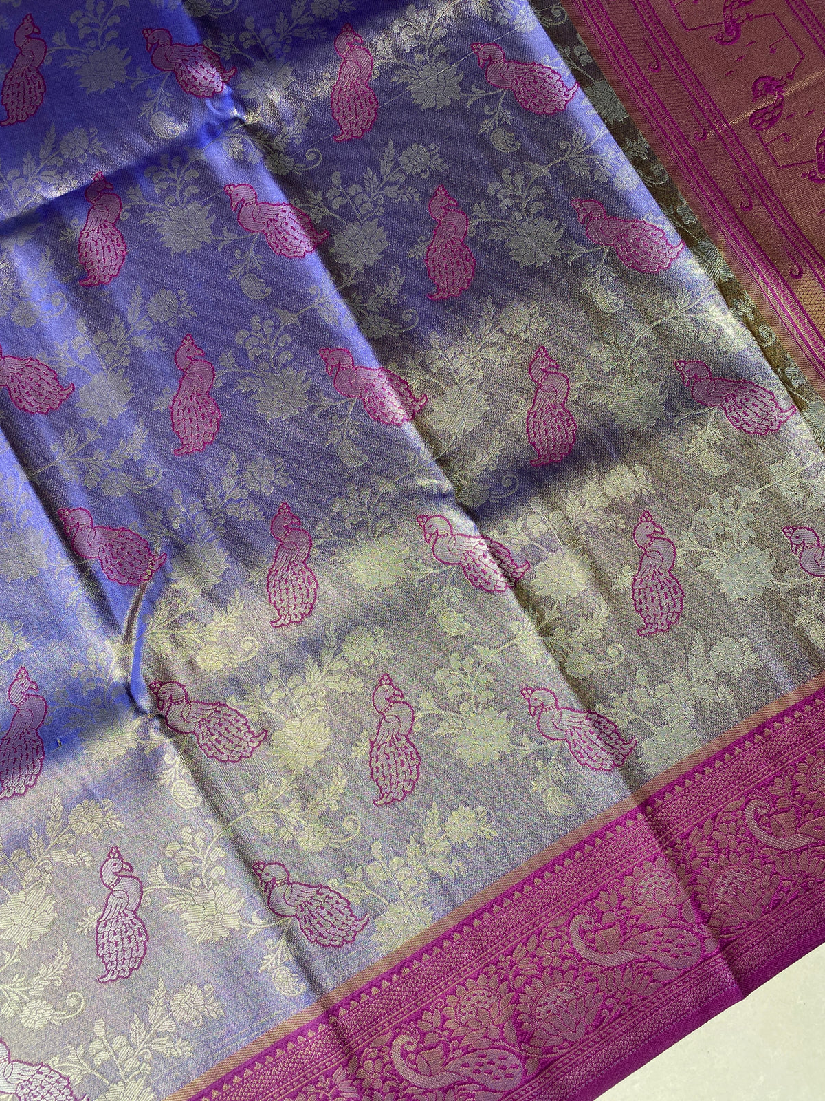 Purple & Magenta Kanjivaram Soft Silk Saree