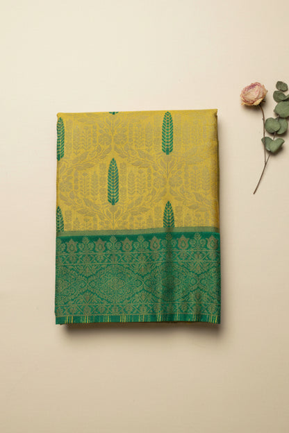 Yellow & Green Kanjivaram Soft Silk Saree