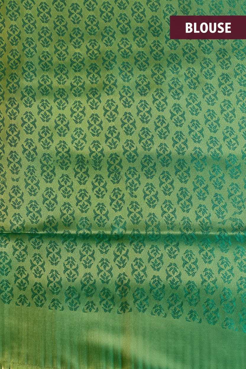 Yellow & Green Kanjivaram Soft Silk Saree