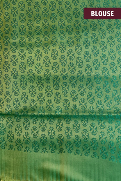 Yellow & Green Kanjivaram Soft Silk Saree