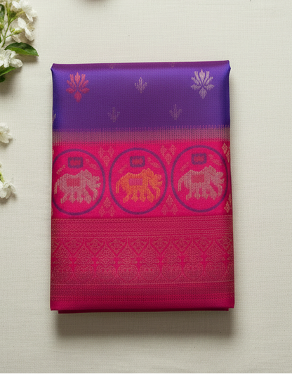 Purple & Pink Ikkat Silk Saree