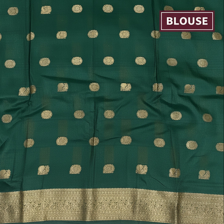Turquoise Blue & green Mysore Crepe Saree