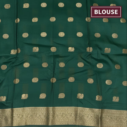 Turquoise Blue & green Mysore Crepe Saree