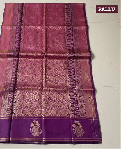 Dusty rose & Purple Soft Silk Saree