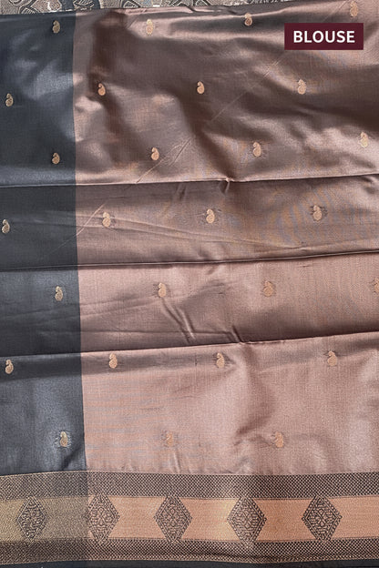 Taupe & Back Silk Saree