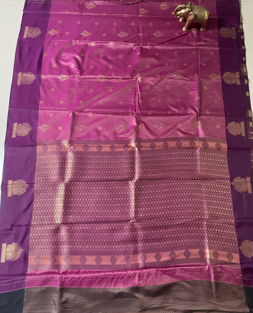 Magenta & Purple Silk Saree