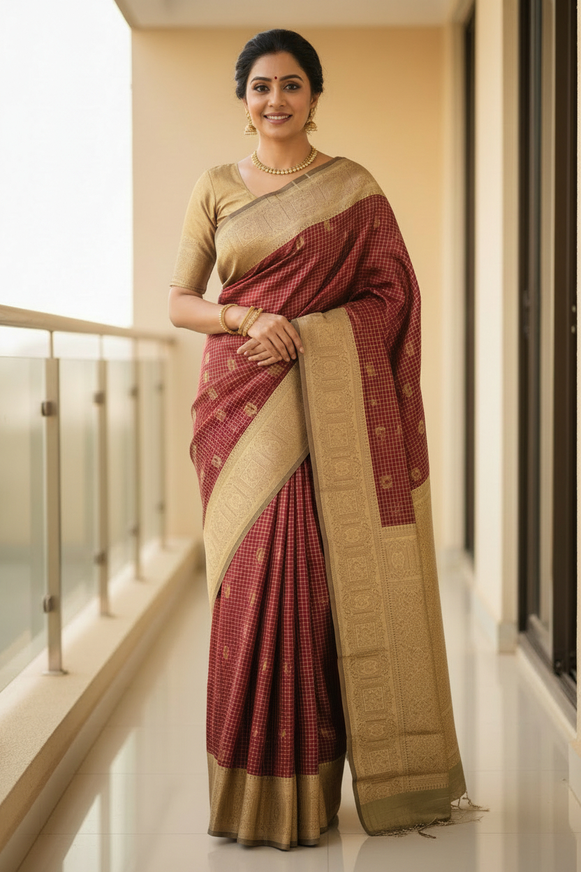 Maroon Soft Silk Saree