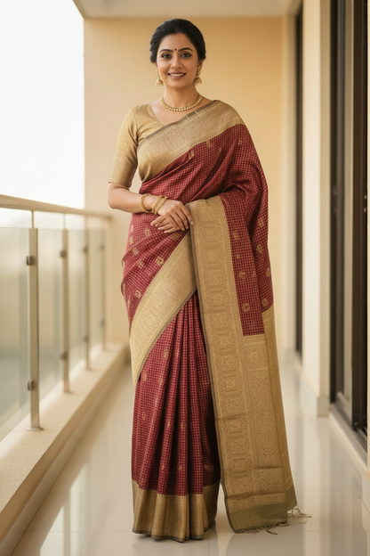 Maroon Soft Silk Saree