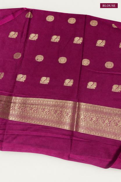 Green & Magenta Mysore Silk Saree