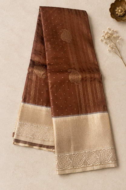 Brown & Beige Silk Saree