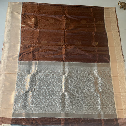 Brown & Beige Silk Saree