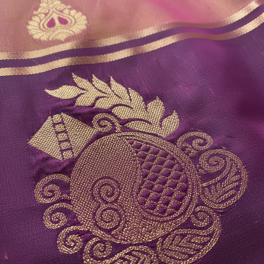 Dusty rose & Purple Soft Silk Saree