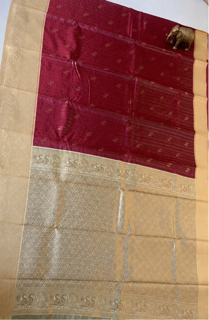 Maroon & Gold Kanchi Silk Saree