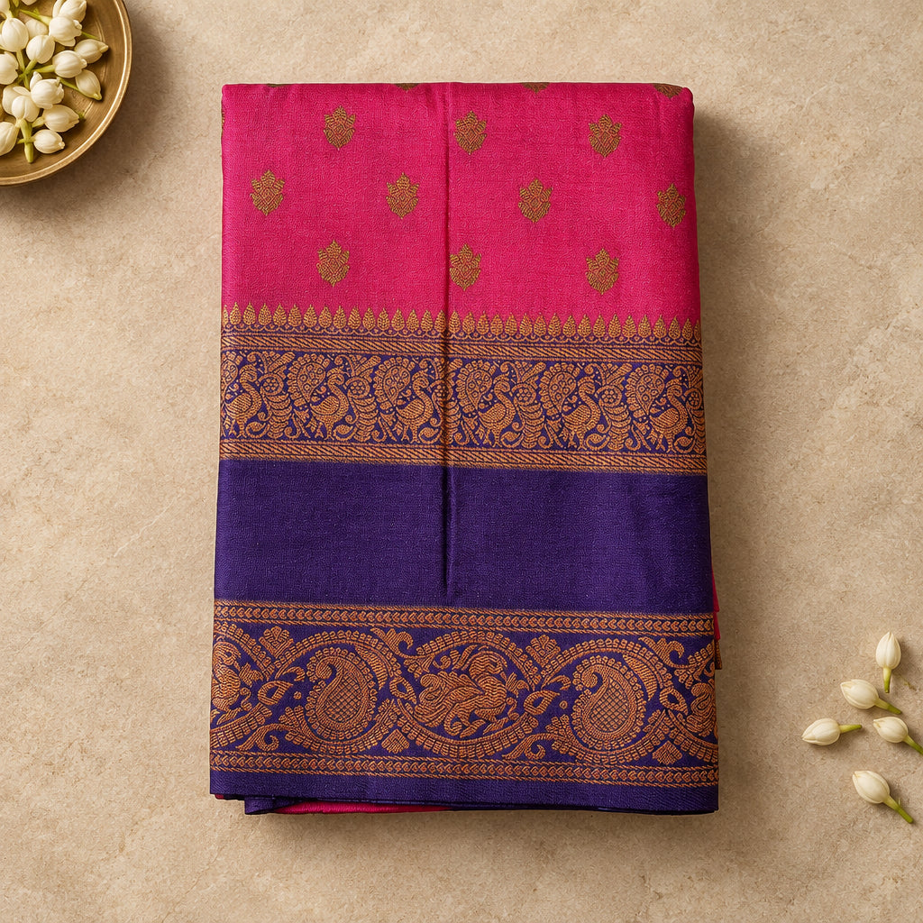 Pink & Purple Mysore Silk Saree
