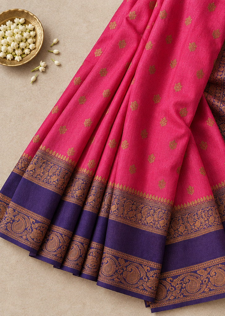 Pink & Purple Mysore Silk Saree